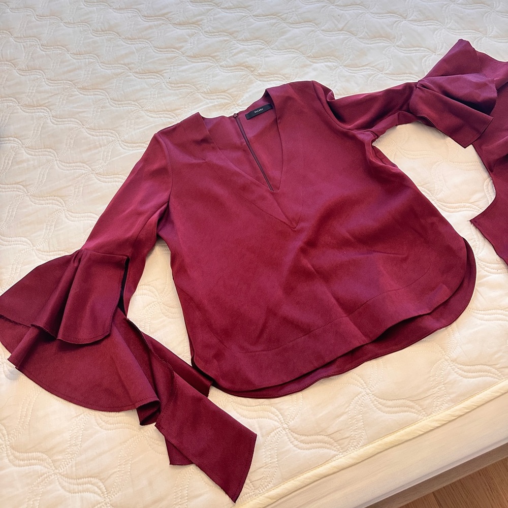 Ellery Burgundy Blouse with Flared Sleeves